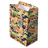 野生動物サファリ動物の毛皮プリントパターン ミディアムペーパーバッグ (裏面アングル)