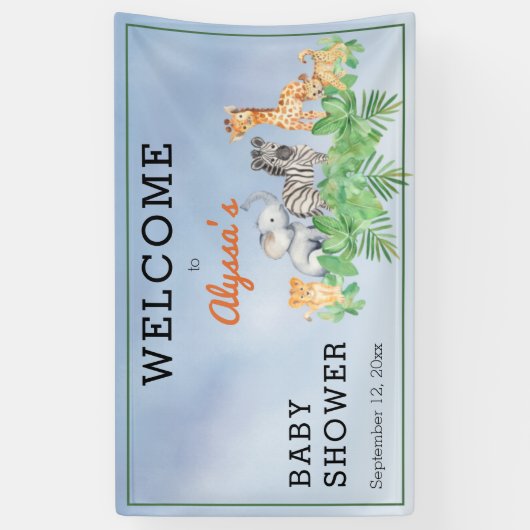 野生動物サファリ |ジャングルベビーシャワーパーティー禁止 横断幕 (縦)