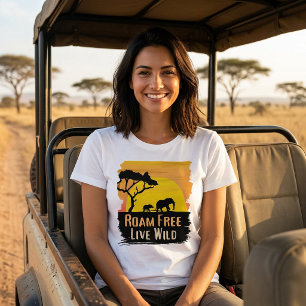 野生動物サファリTシャツ 放浪 自由 Tシャツ