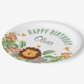 野生動物ジャングルアニマルトロピカルボーイ誕生日 ペーパープレート (アングル)