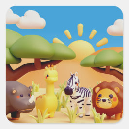 「野生動物デザインシール」 スクエアシール