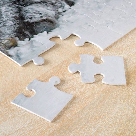 野生動物バッファローの雪写真 ジグソーパズル (側面)