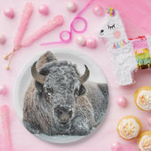 野生動物バッファローの雪写真 ペーパープレート (パーティー)