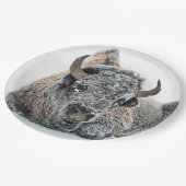 野生動物バッファローの雪写真 ペーパープレート (アングル)