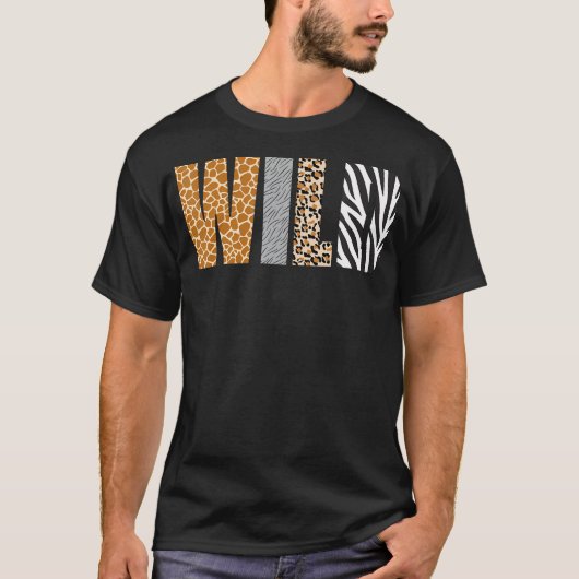 野生動物パターンキラフェウルフヒョウZebra Ani Tシャツ (正面)