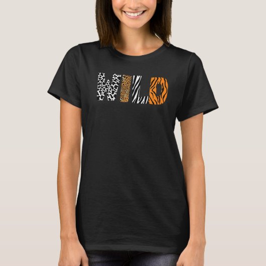 野生動物パターン牛ヒョウのゼブラタイガー動物 Tシャツ (正面)