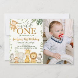 野生動物パーティーデザイン 子供へ 招待状