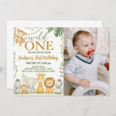 野生動物パーティーデザイン 子供へ 招待状 (正面/裏面)