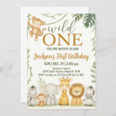 野生動物パーティーデザイン 子供へ 招待状 (正面/裏面)