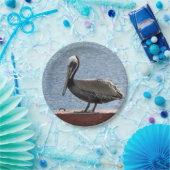 野生動物ブラウンペリカンの水の写真 ペーパープレート (パーティー)