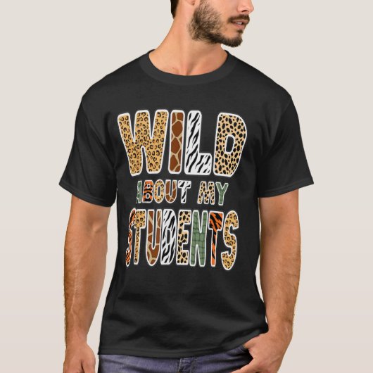 野生動物プリントの先生 Tシャツ (正面)