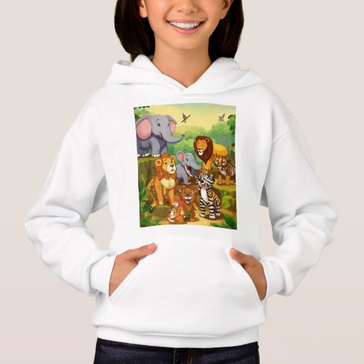 野生動物プリントガールズフード/ Zazzle (正面)