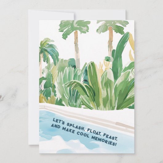 野生動物プールパーティー誕生日招待状 招待状 (裏面)