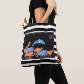 野生動物ヘルドウォーターカラフルカラーモノグラム トートバッグ (クローズアップ)