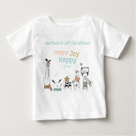 野生動物ベビー第1回クリスマスハッピージョイ ベビーTシャツ