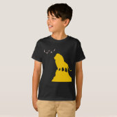 野生動物ライオン空を見て鳥キッズブラック Tシャツ (正面フル)