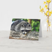 野生動物ラクーンログ哺乳動物写真誕生日 カード (黄色い花)