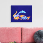 野生動物ランニングの水カラフル色 キャンバスプリント (インサイチュ (リビング))