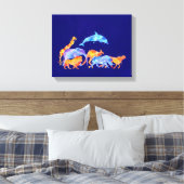 野生動物ランニングの水カラフル色 キャンバスプリント (インサイチュ (寝室))