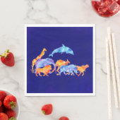 野生動物ランニングの水カラフル色 スタンダードランチョンナプキン (インサイチュ)