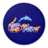 野生動物ランニングの水カラフル色 セラミックノブ (正面)