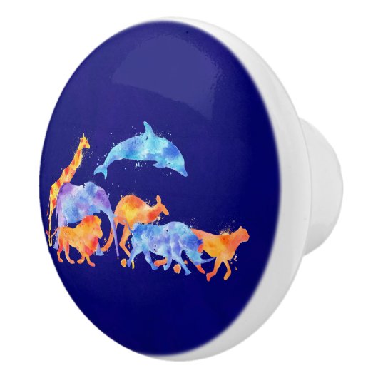 野生動物ランニングの水カラフル色 セラミックノブ (右)