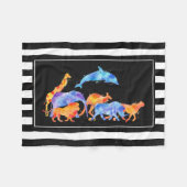 野生動物ランニングの水カラフル色 フリースブランケット (正面(横))