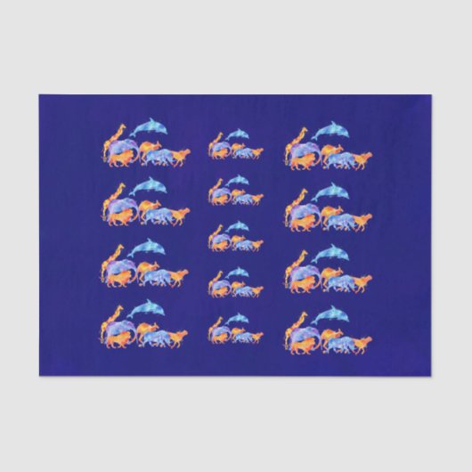 野生動物ランニングの水カラフル色 薄葉紙 (正面)