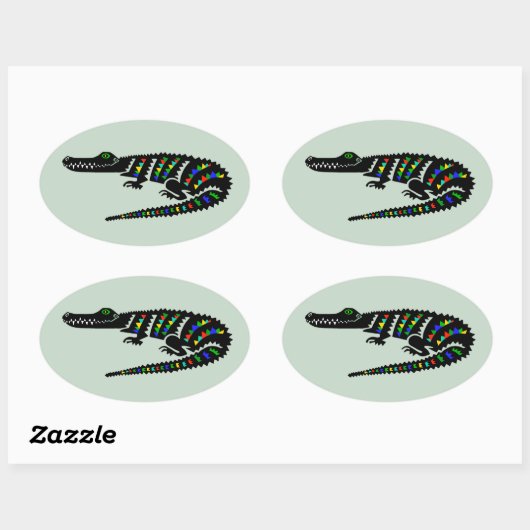 野生動物ワニ – 爬虫類 – 野生動物 – アメリカ 楕円形シール (シート)