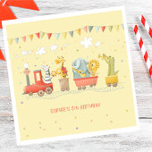 野生動物付き音楽列車子供の誕生日 スタンダードランチョンナプキン