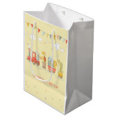 野生動物付き音楽列車子供の誕生日 ミディアムペーパーバッグ (正面アングル)