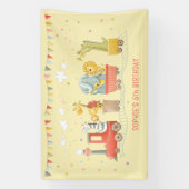 野生動物付き音楽列車子供の誕生日 横断幕 (縦)