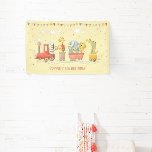 野生動物付き音楽列車子供の誕生日 横断幕 (インサイチュ)