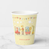 野生動物付き音楽列車子供の誕生日 紙コップ (裏面)