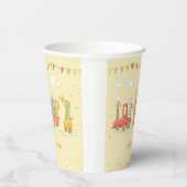 野生動物付き音楽列車子供の誕生日 紙コップ (右)