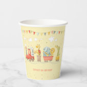 野生動物付き音楽列車子供の誕生日 紙コップ (正面)