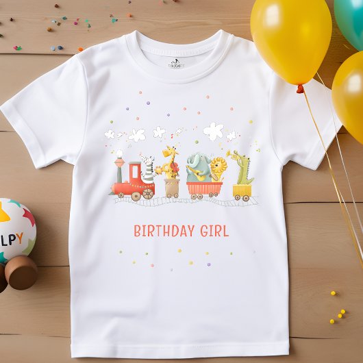 野生動物付き音楽列車子供の誕生日 Tシャツ