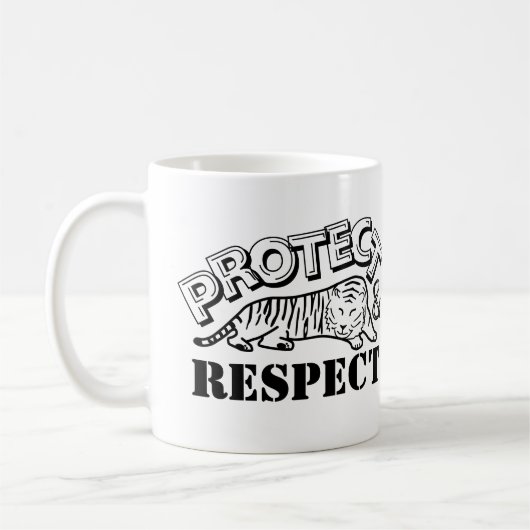 野生動物保護の虎を敬う コーヒーマグカップ (左)