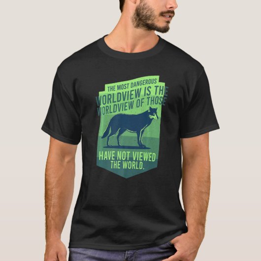 野生動物保護オオカミ野生動物 Tシャツ (正面)
