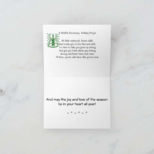 野生動物保護団体のホリデーグリーティング シーズンカード (内部)