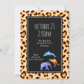 野生動物動物園誕生日オンエキゾチックなヒョウ印刷 招待状 (裏面)