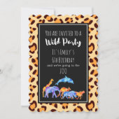 野生動物動物園誕生日オンエキゾチックなヒョウ印刷 招待状 (正面)