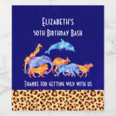 野生動物及びヒョウ柄誕生日感謝してい ワインラベル (シングルラベル)