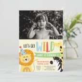 野生動物園パーティー動物誕生日写真招待状 招待状 (スタンド正面)