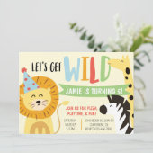 野生動物園パーティー動物誕生日招待状 招待状 (スタンド正面)