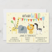 野生動物園パーティー動物誕生日招待状 招待状 (正面)