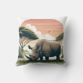 野生動物愛好家のための贅沢なサイ枕 クッション (裏面)