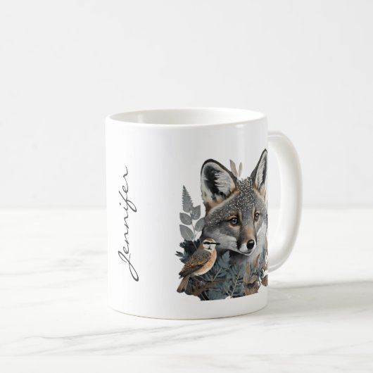 野生動物愛好家バードアンドキツネマグカップ コーヒーマグカップ (正面右)