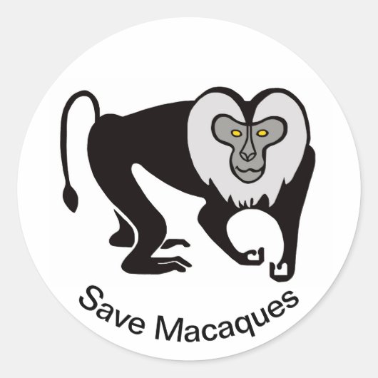 野生動物救-  MACAQUES -自然- ラウンドシール (正面)