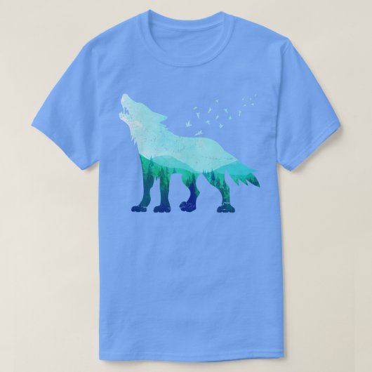 野生動物林の捕食者ハウリングオオカミ Tシャツ (デザイン正面)
